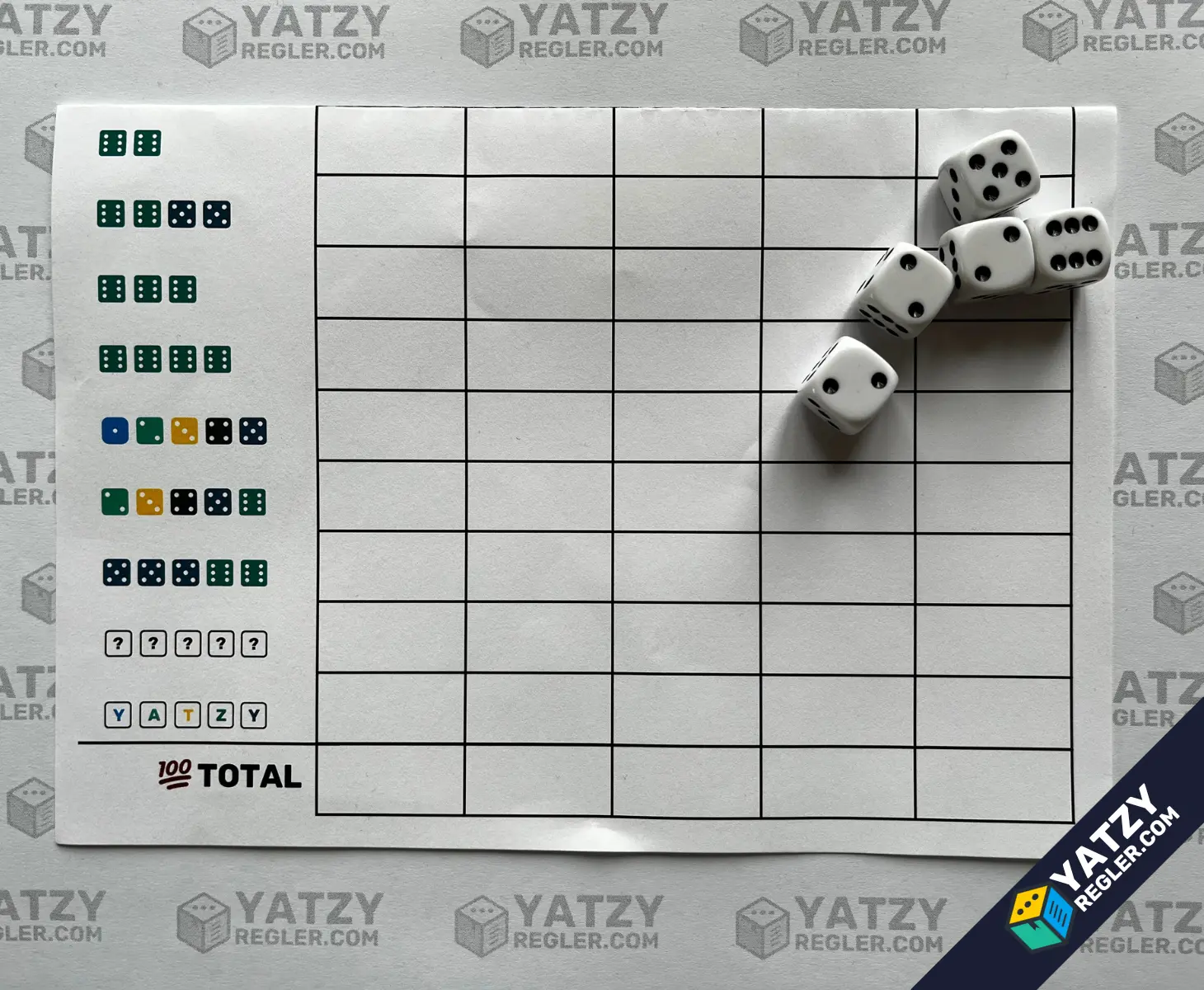 Yatzy taulukon alaosa